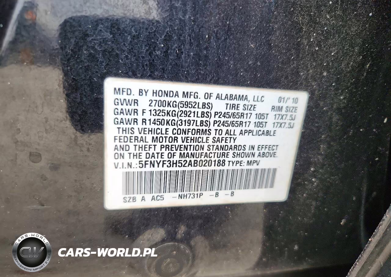 2010 Honda Pilot Exl VIN:5FNYF3H52AB020188 - 13
