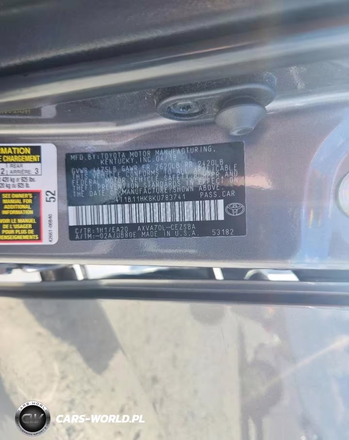 2019 Toyota Camry Se VIN:4T1B11HK8KU783741 - 12