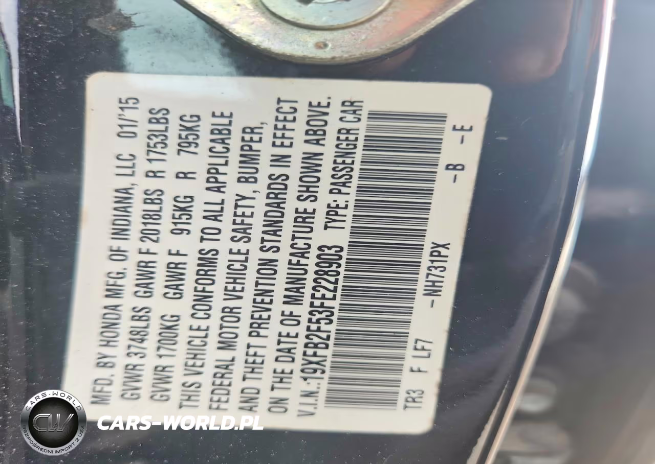 2015 Honda Civic Lx VIN:19XFB2F53FE228903 - 13