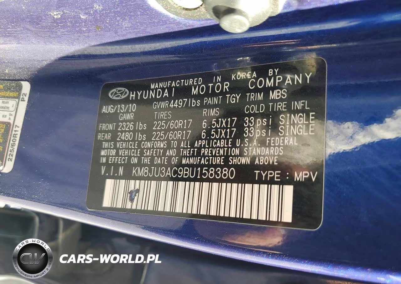 2011 Hyundai Tucson Gls VIN:KM8JU3AC9BU158380 - 13
