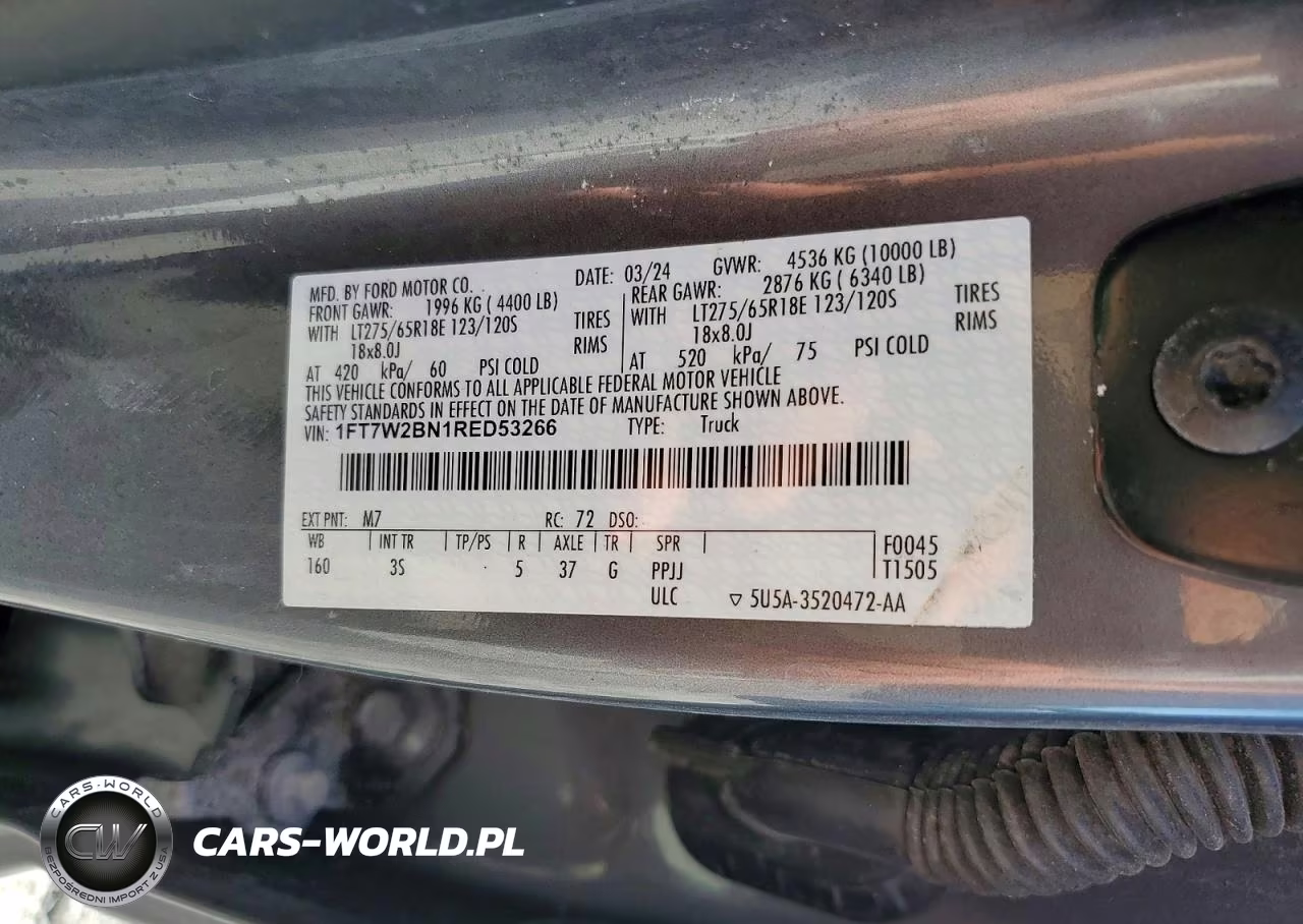 2024 Ford F250 Super Duty VIN:1FT7W2BN1RED53266 - 12