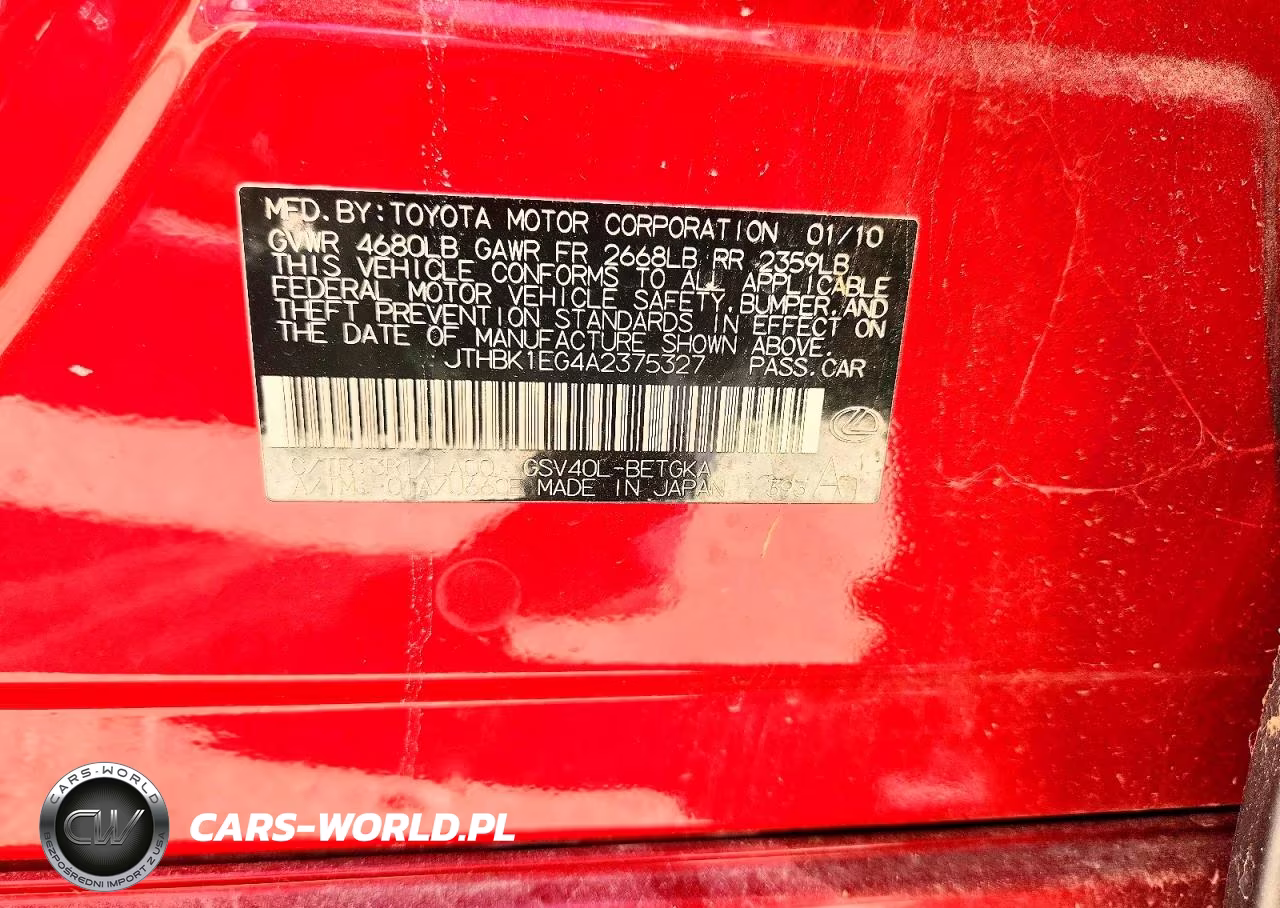 2010 Lexus Es 350 VIN:JTHBK1EG4A2375327 - 12