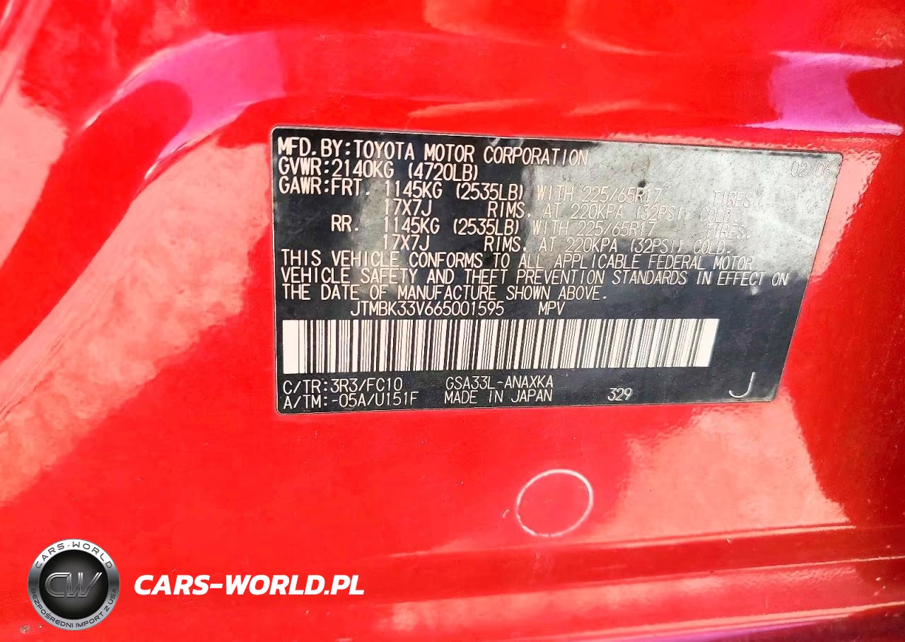 2006 Toyota Rav4 Base VIN:JTMBK33V665001595 - 13