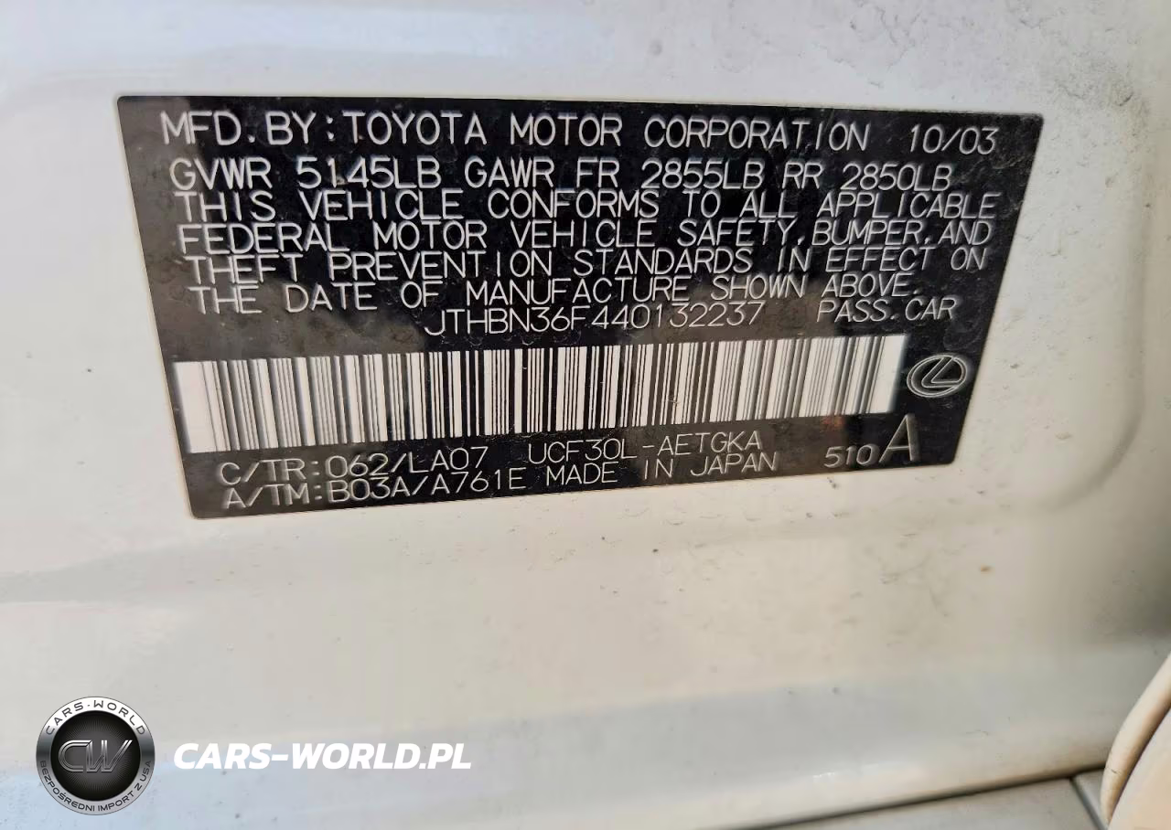 2004 Lexus Ls 430 VIN:JTHBN36F440132237 - 12