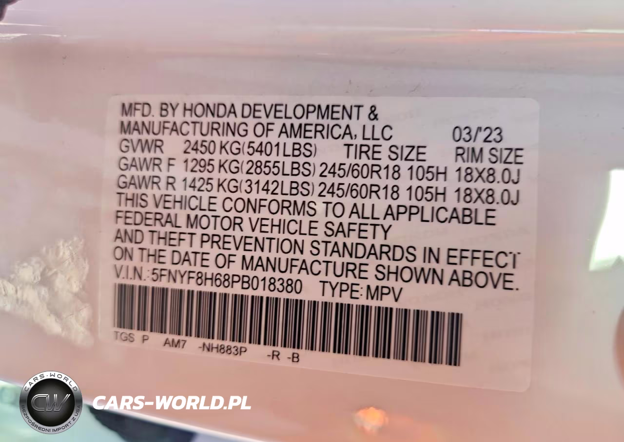 2023 Honda Passport Trail Sport VIN:5FNYF8H68PB018380 - 12