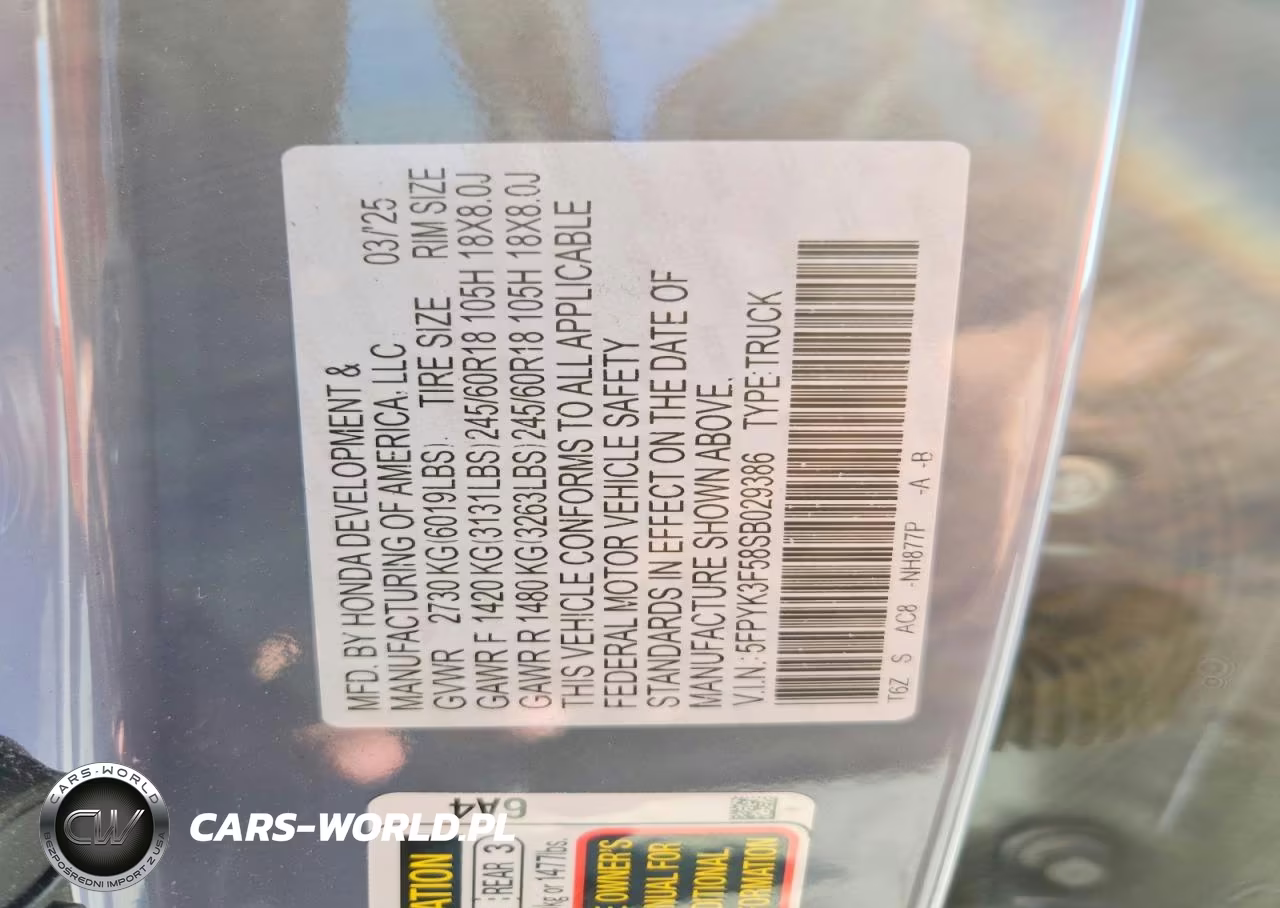 2025 Honda Ridgeline Rtl VIN:5FPYK3F58SB029386 - 12