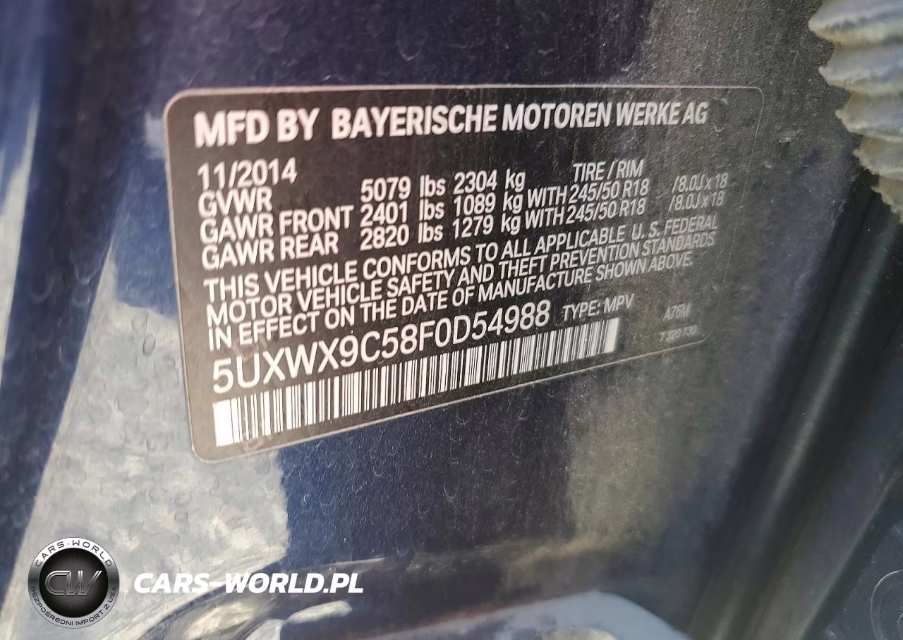 2015 BMW X3 xDrive28I VIN:5UXWX9C58F0D54988 - 13