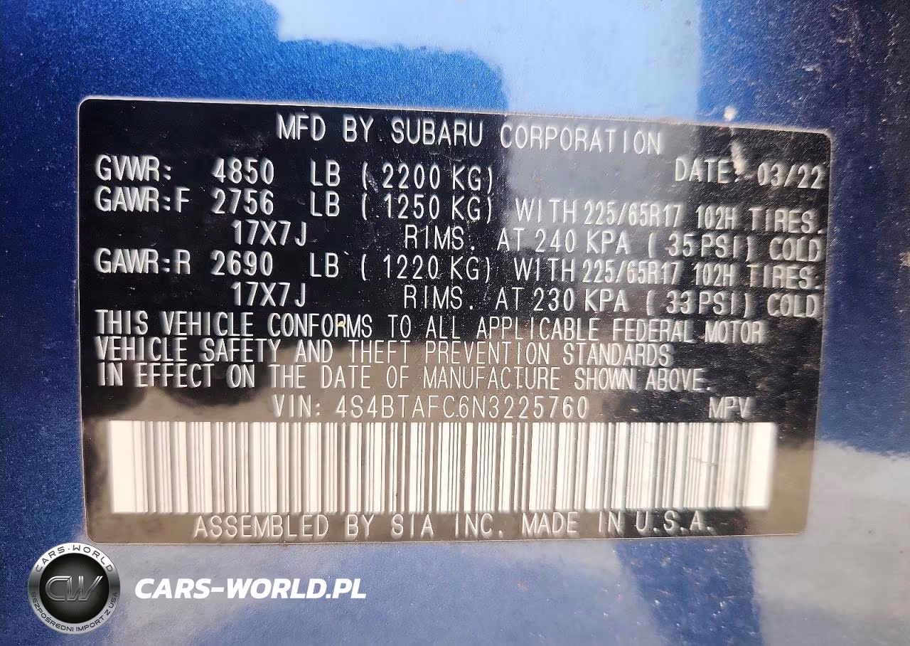2022 Subaru Outback Premium VIN:4S4BTAFC6N3225760 - 13