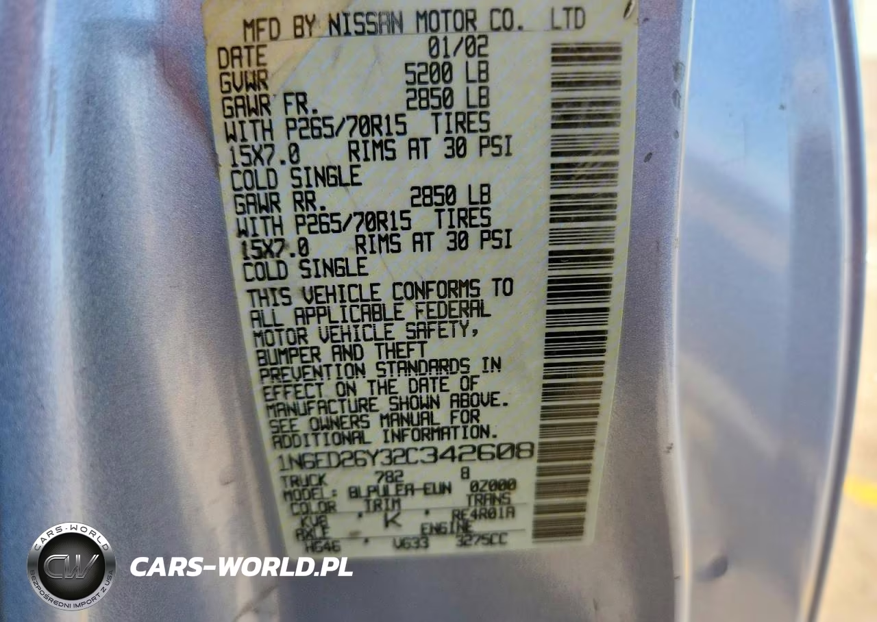 2002 Nissan Frontier Xe-V6 VIN:1N6ED26Y32C342608 - 12