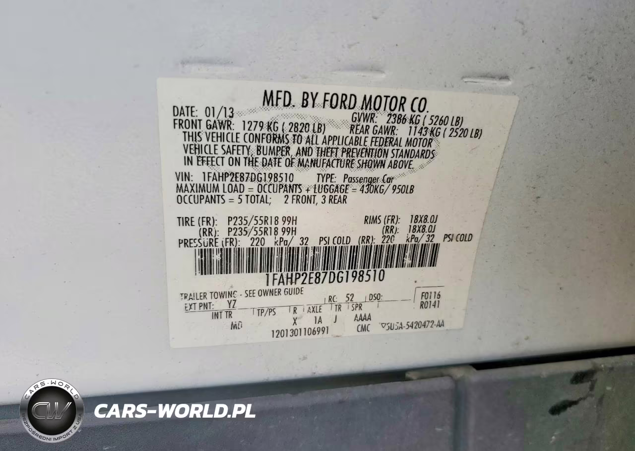 2013 Ford Taurus Sel VIN:1FAHP2E87DG198510 - 12