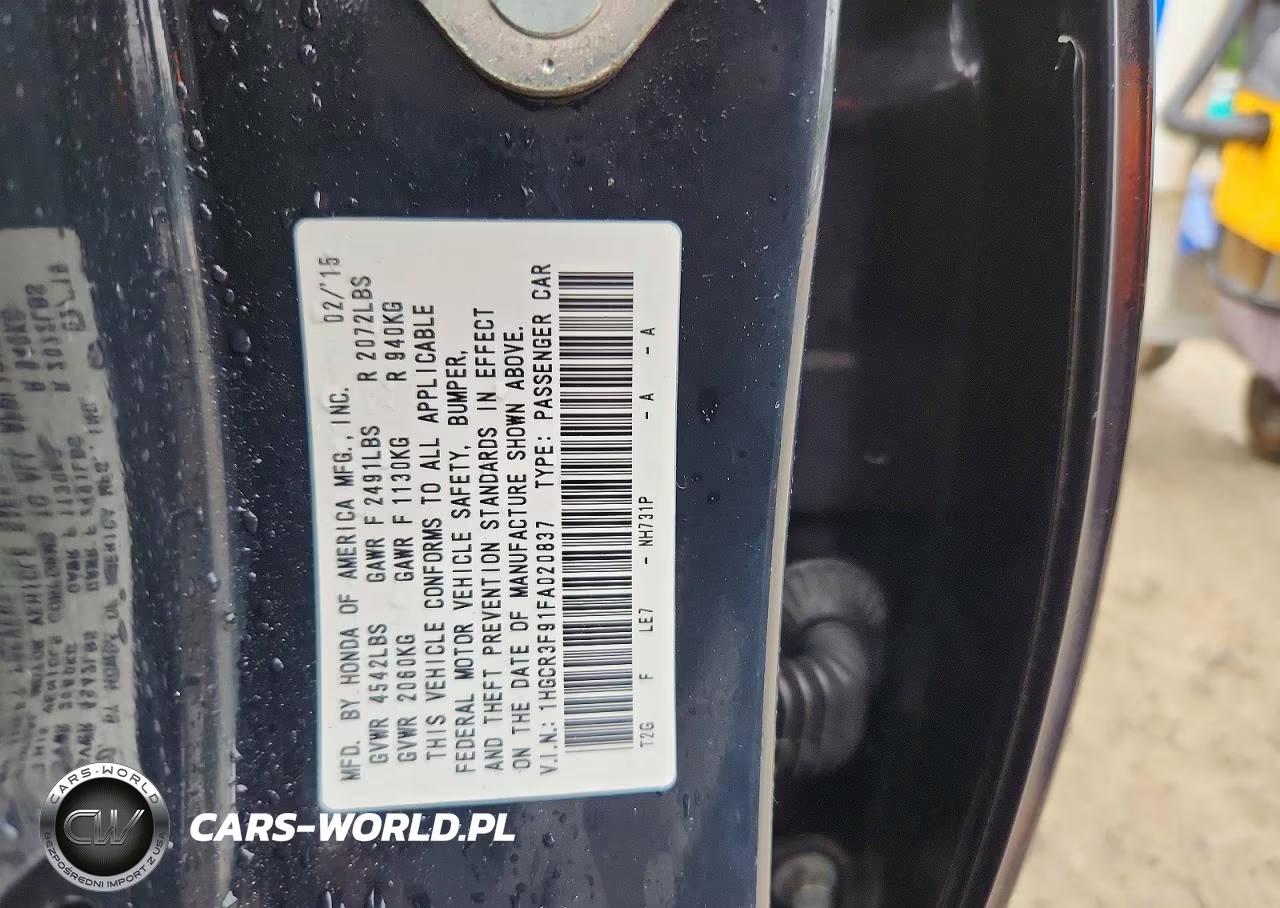2015 Honda Accord Touring VIN:1HGCR3F91FA020837 - 12