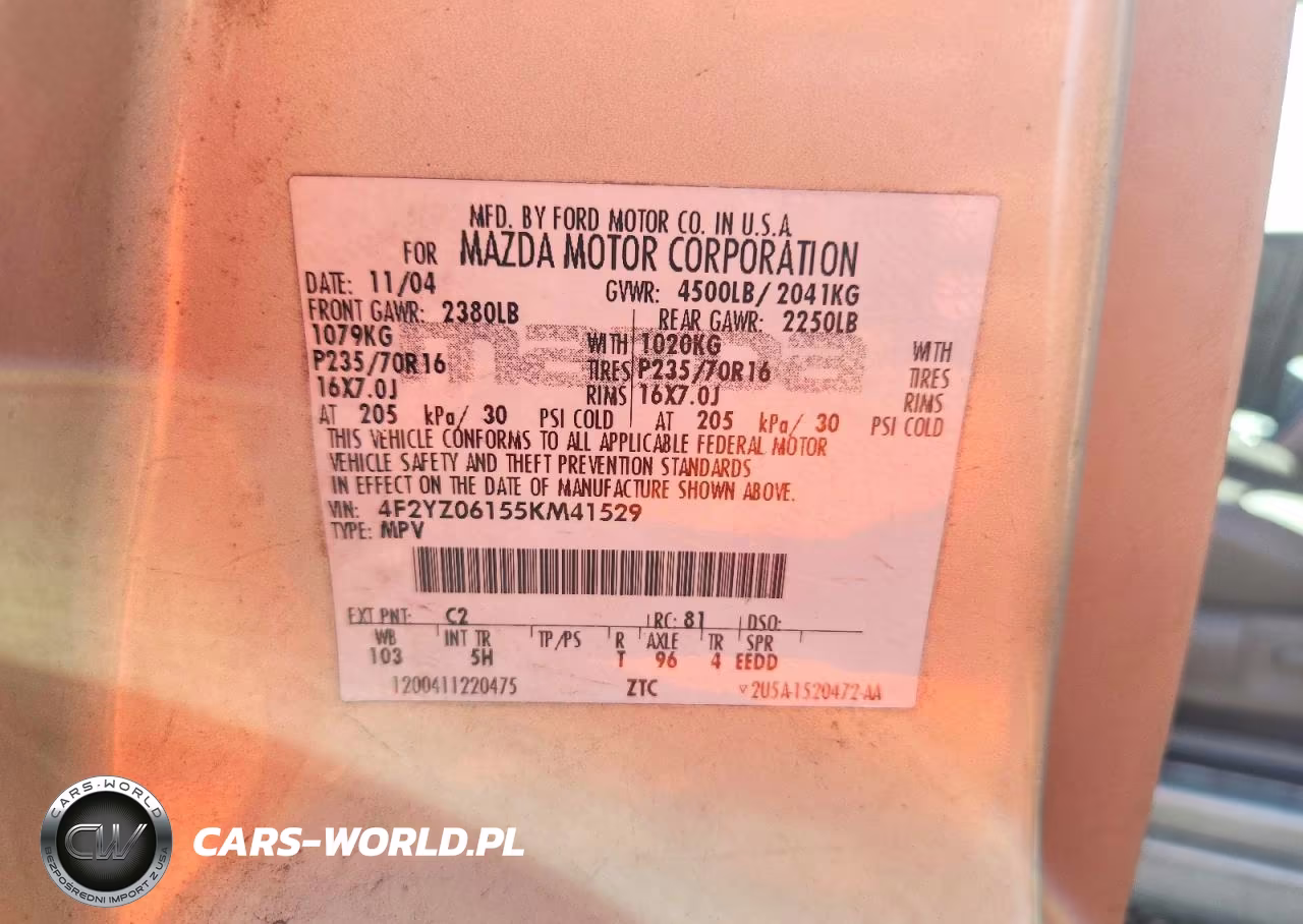 2005 Mazda Tribute S VIN:4F2YZ06155KM41529 - 14