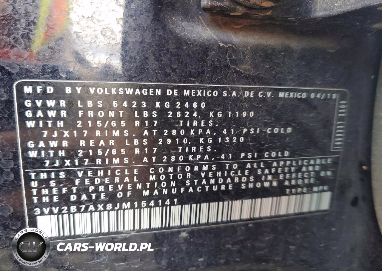 2018 Volkswagen Tiguan VIN:3VV2B7AX8JM154141 - 13