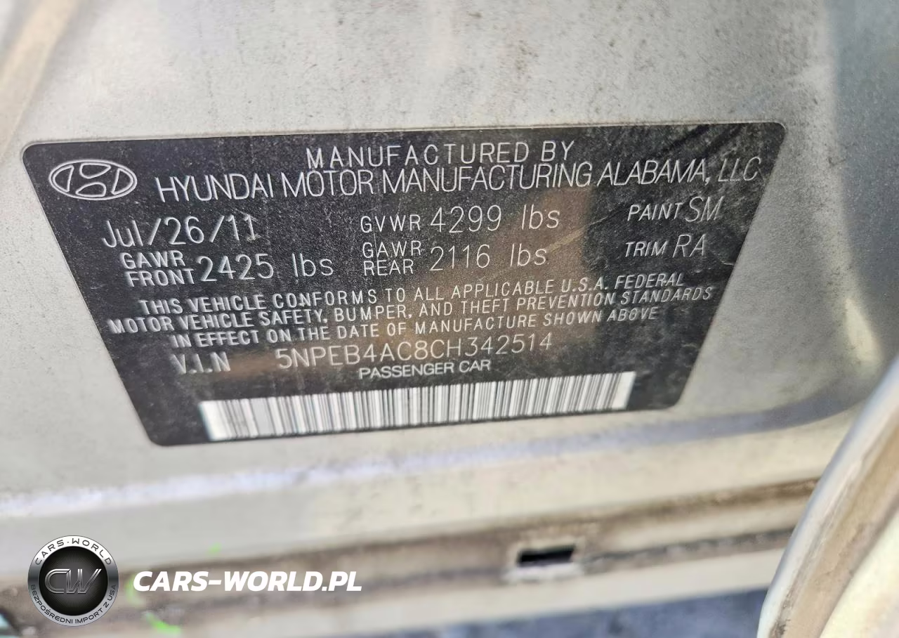 2012 Hyundai Sonata Gls VIN:5NPEB4AC8CH342514 - 13