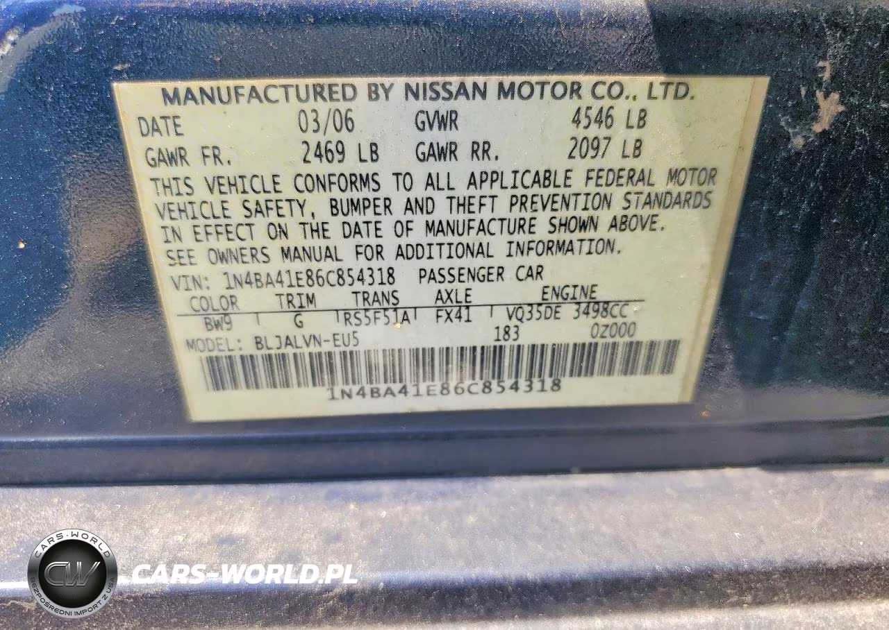 2006 Nissan Maxima 3.5 Se VIN:1N4BA41E86C854318 - 12