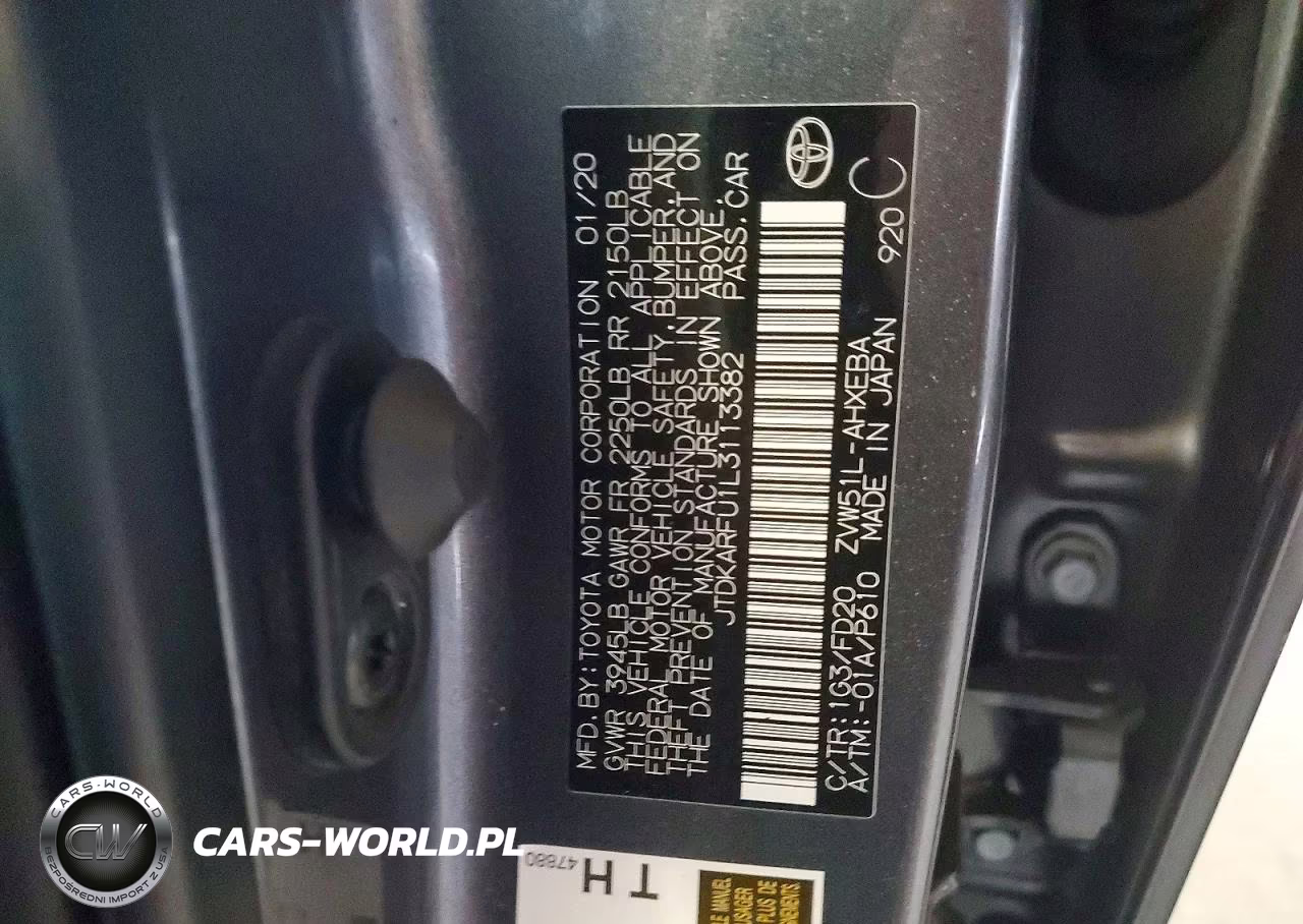 2020 Toyota Prius Le VIN:JTDKARFU1L3113382 - 13