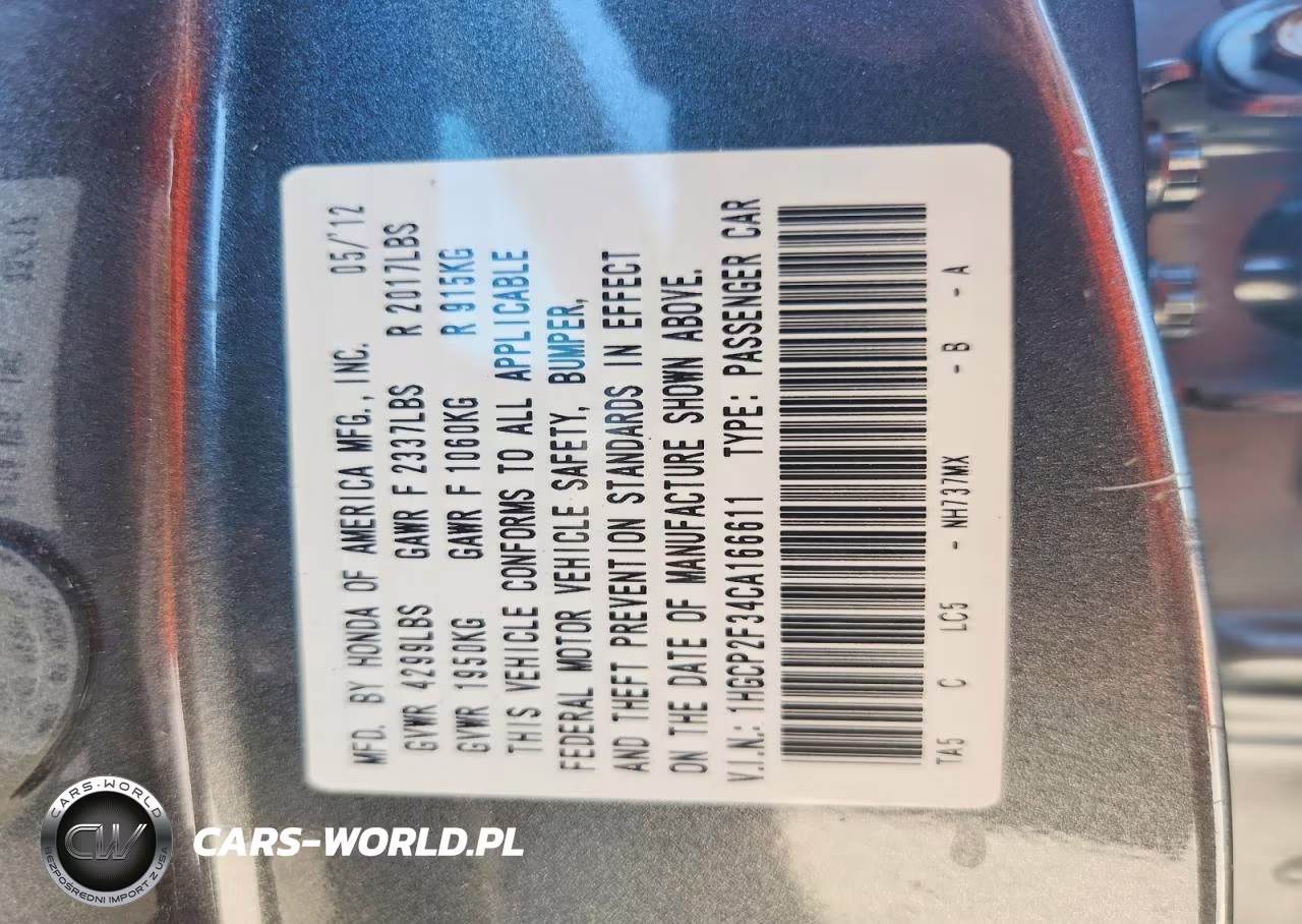 2012 Honda Accord Lx VIN:1HGCP2F34CA166611 - 12