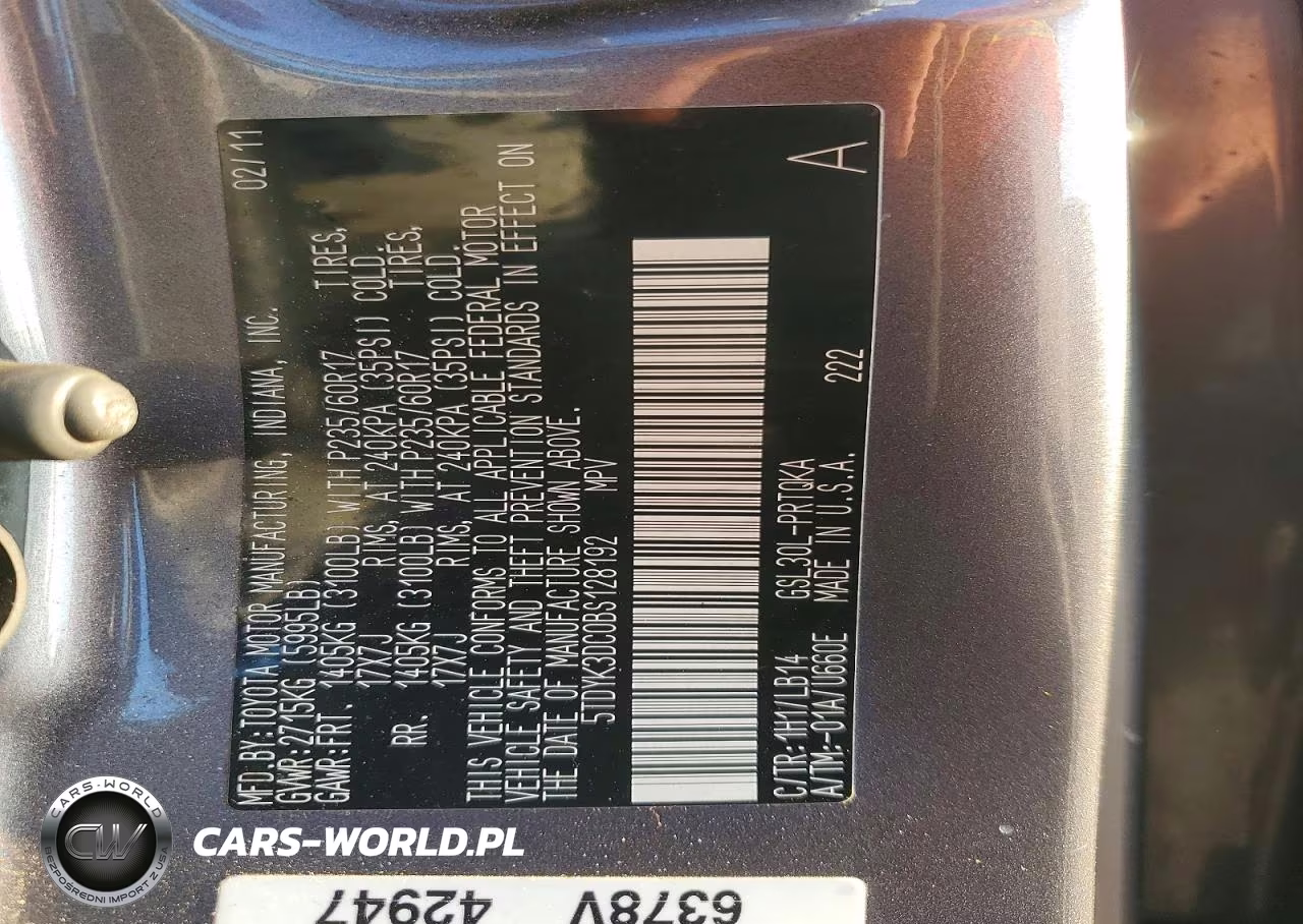 2011 Toyota Sienna Xle 8-Passenger VIN:5TDYK3DC0BS128192 - 13