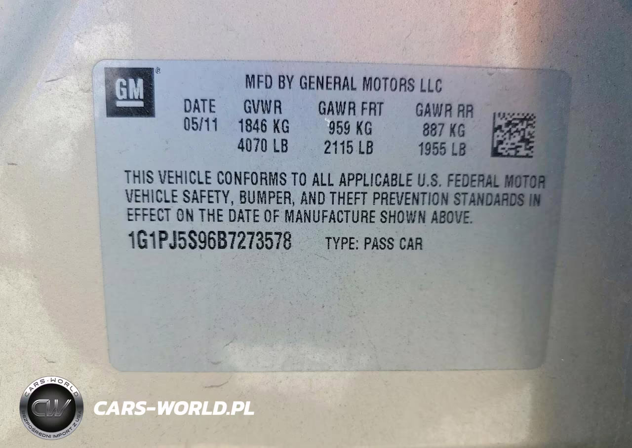2011 Chevrolet Cruze Eco VIN:1G1PJ5S96B7273578 - 12