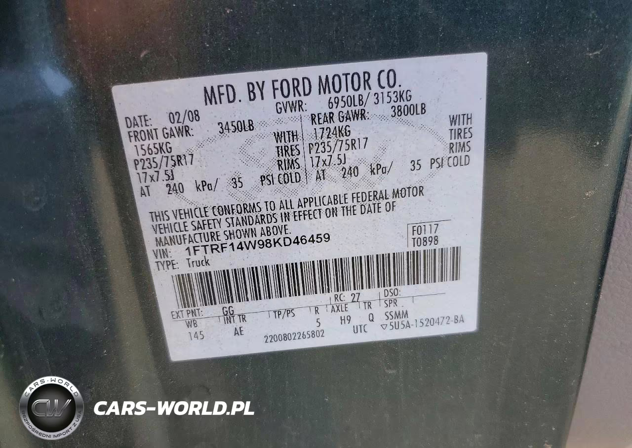 2008 Ford F150 VIN:1FTRF14W98KD46459 - 12
