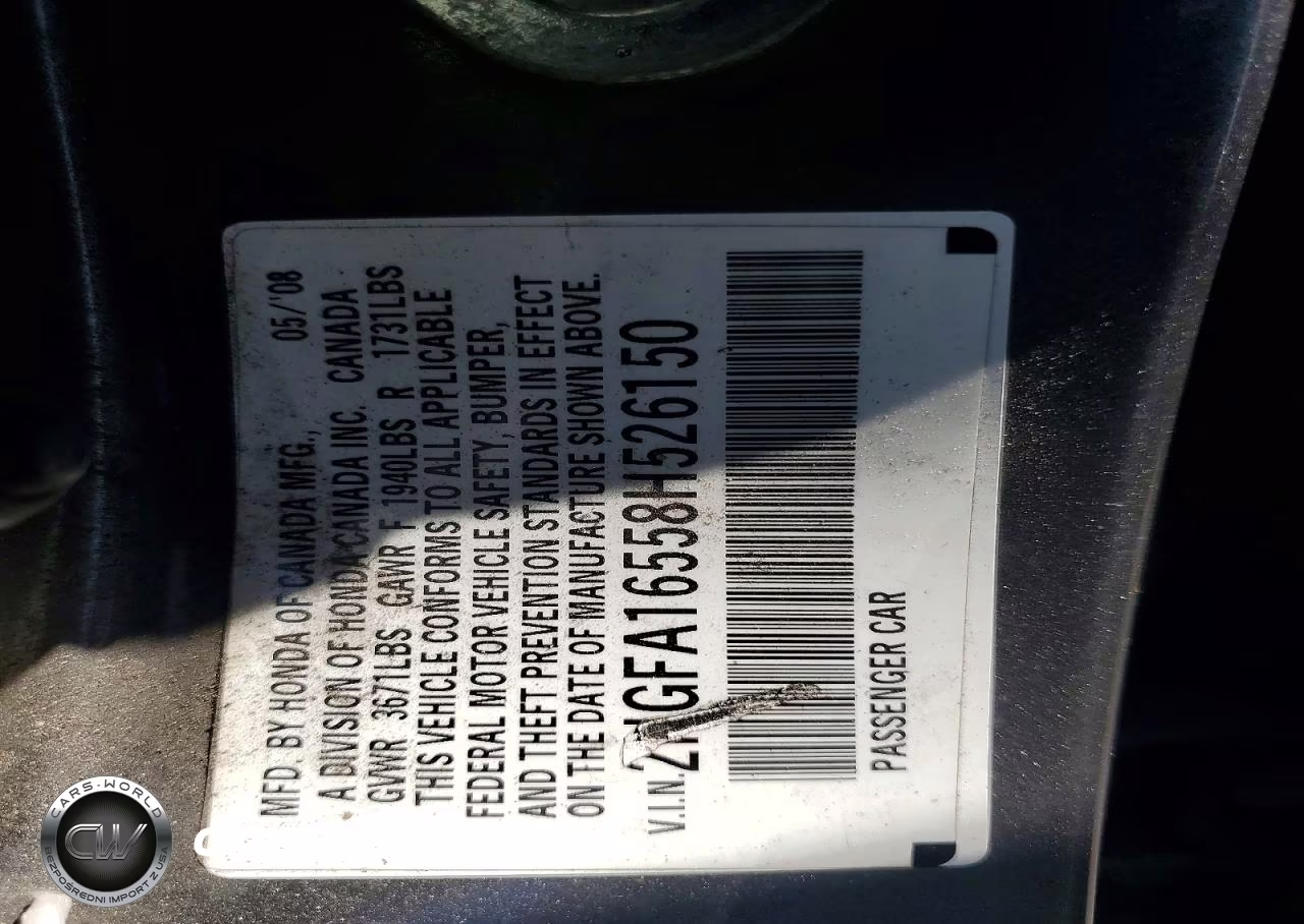 2008 Honda Civic Lx VIN:2HGFA16558H526150 - 12