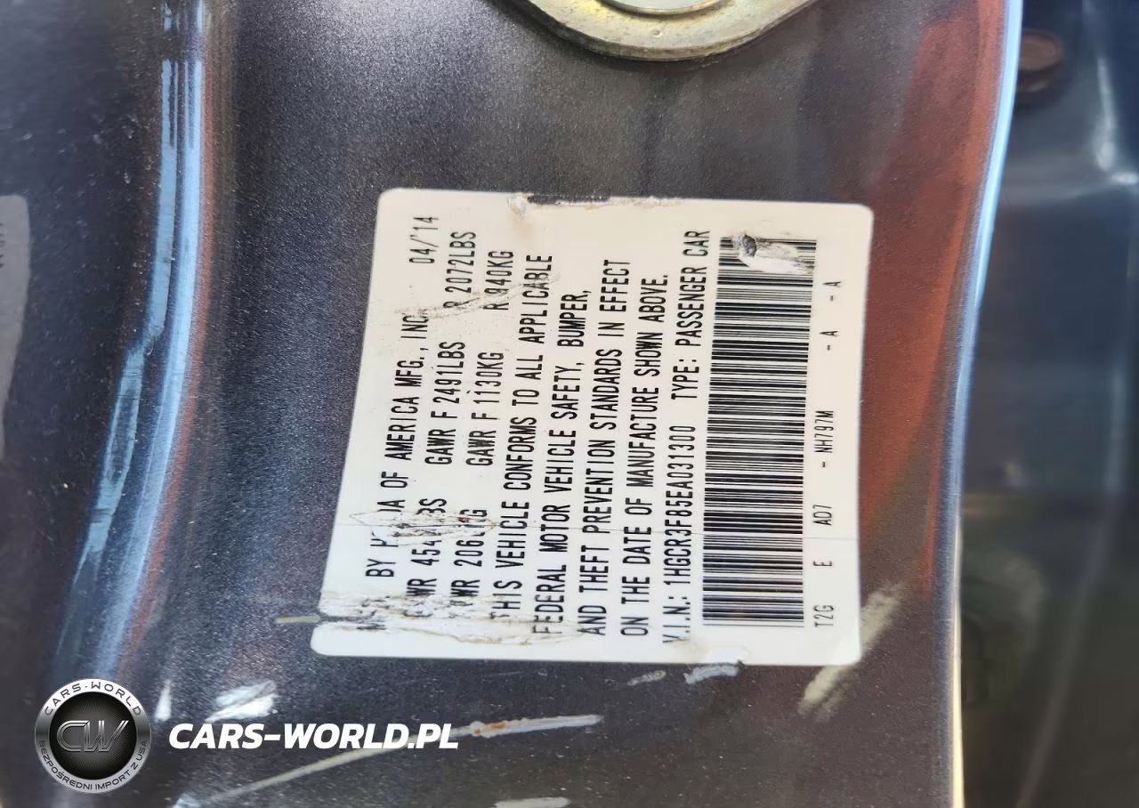 2014 Honda Accord Exl VIN:1HGCR3F85EA031300 - 13