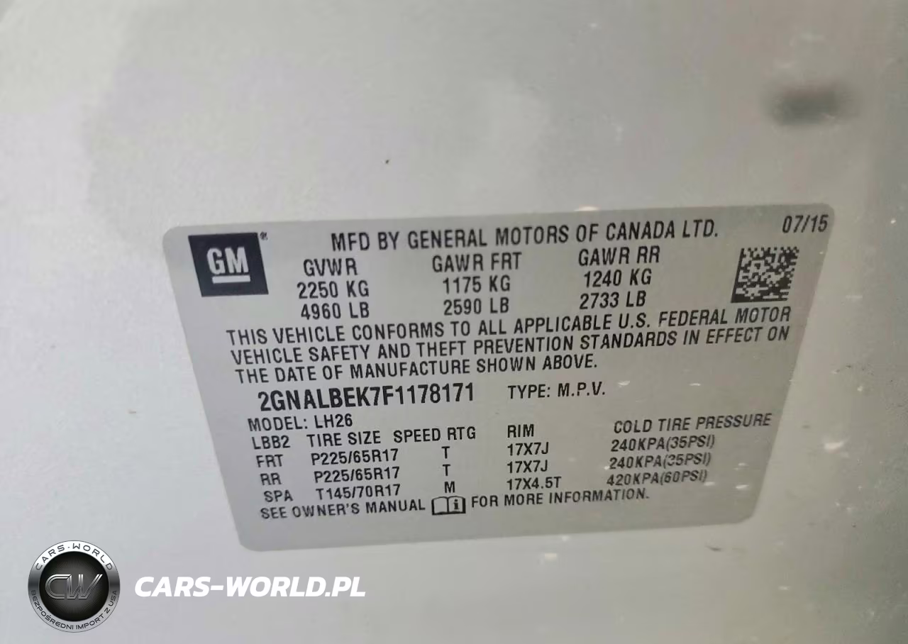 2015 Chevrolet Equinox Lt VIN:2GNALBEK7F1178171 - 14