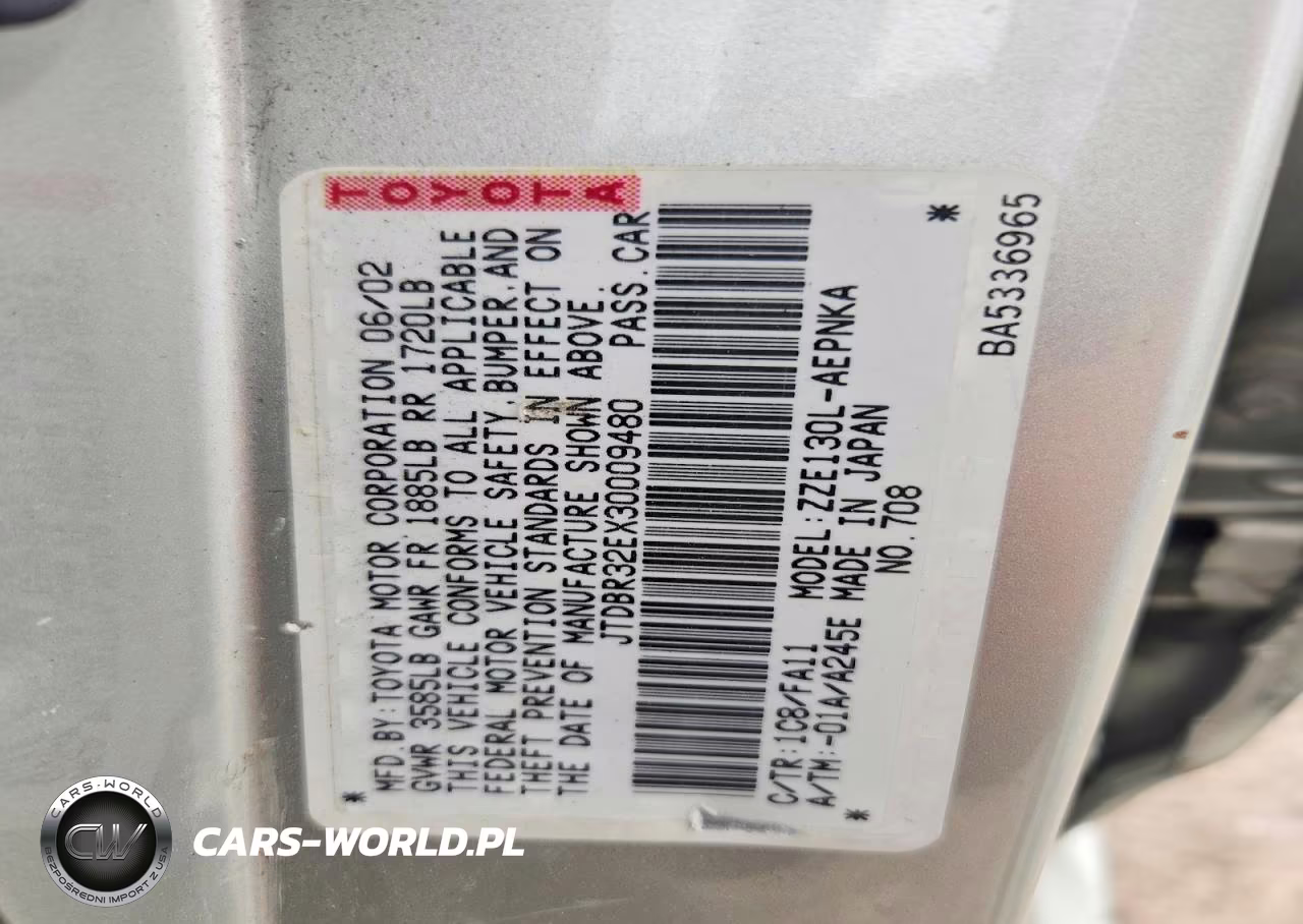 2003 Toyota Corolla Le VIN:JTDBR32EX30009480 - 12