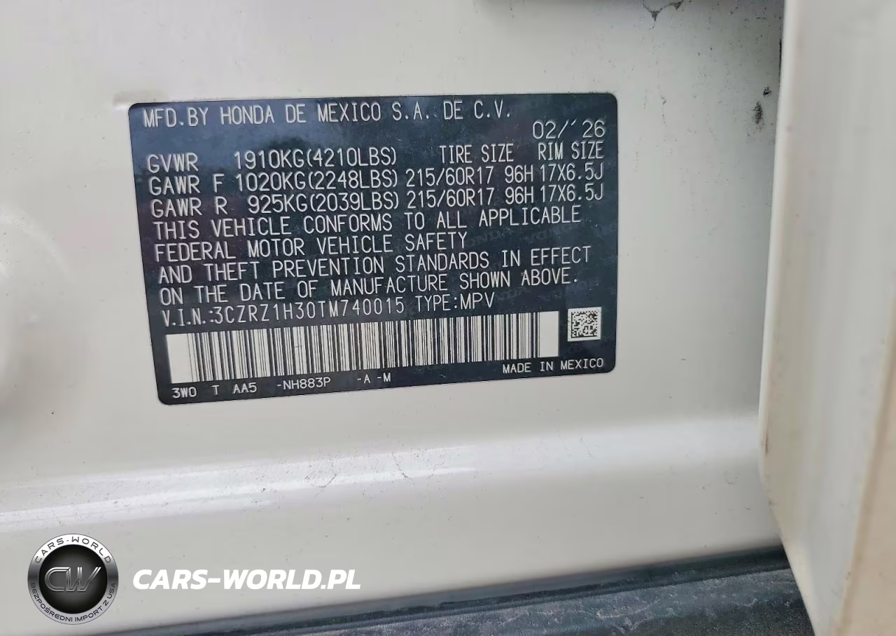 2026 Honda Hr-V Lx VIN:3CZRZ1H30TM740015 - 13