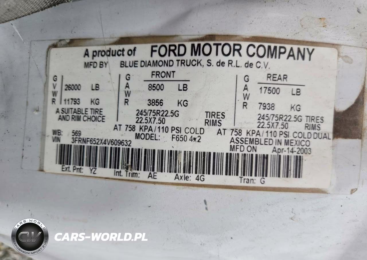 2004 Ford F650 Super VIN:3FRNF652X4V609632 - 12
