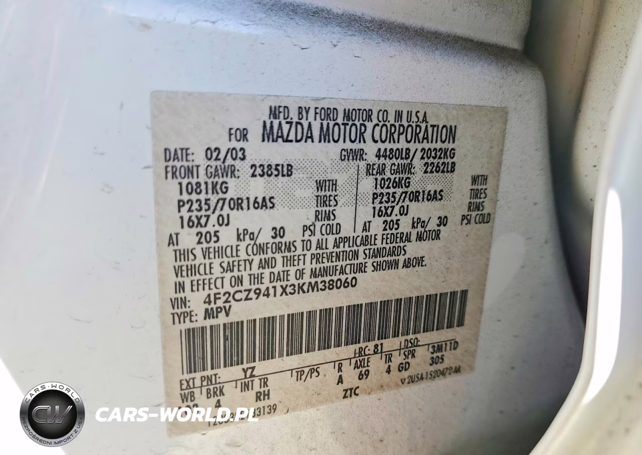 2003 Mazda Tribute Lx V6 VIN:4F2CZ941X3KM38060 - 13