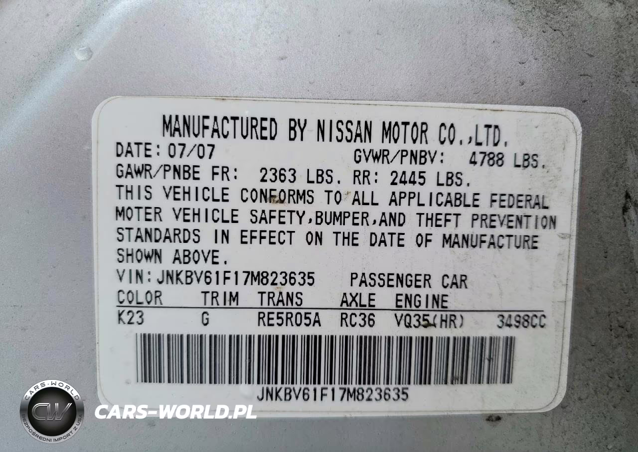 2007 Infiniti G35 X VIN:JNKBV61F17M823635 - 13