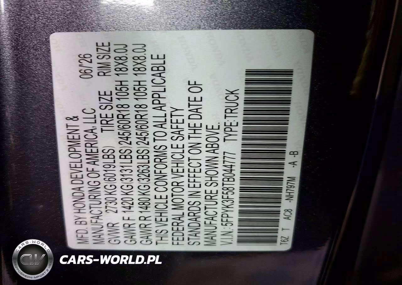 2026 Honda Ridgeline Rtl VIN:5FPYK3F58TB044777 - 13