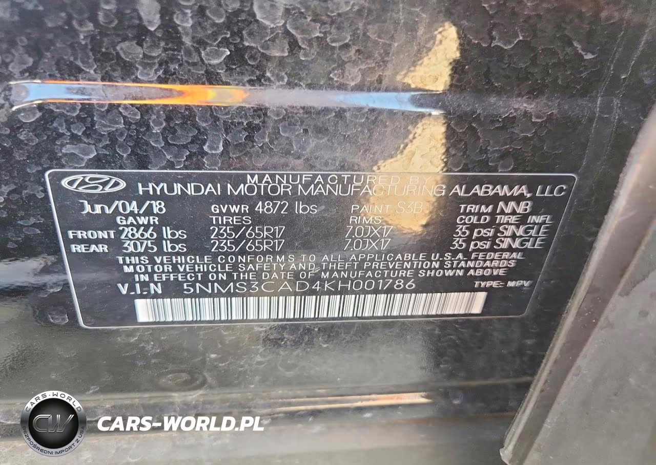 2019 Hyundai Santa Fe Sel 2.4L VIN:5NMS3CAD4KH001786 - 12