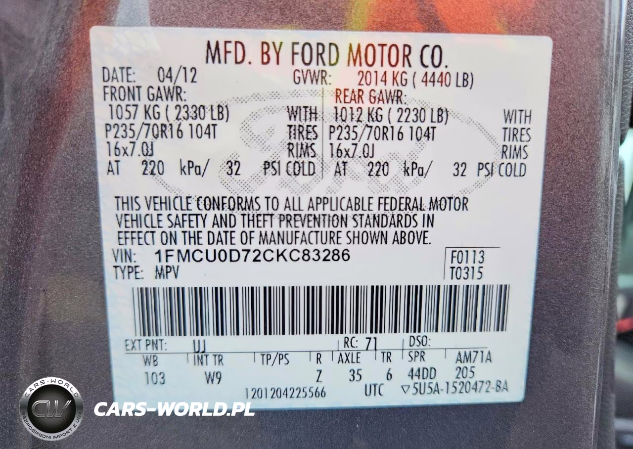 2012 Ford Escape Xlt VIN:1FMCU0D72CKC83286 - 14