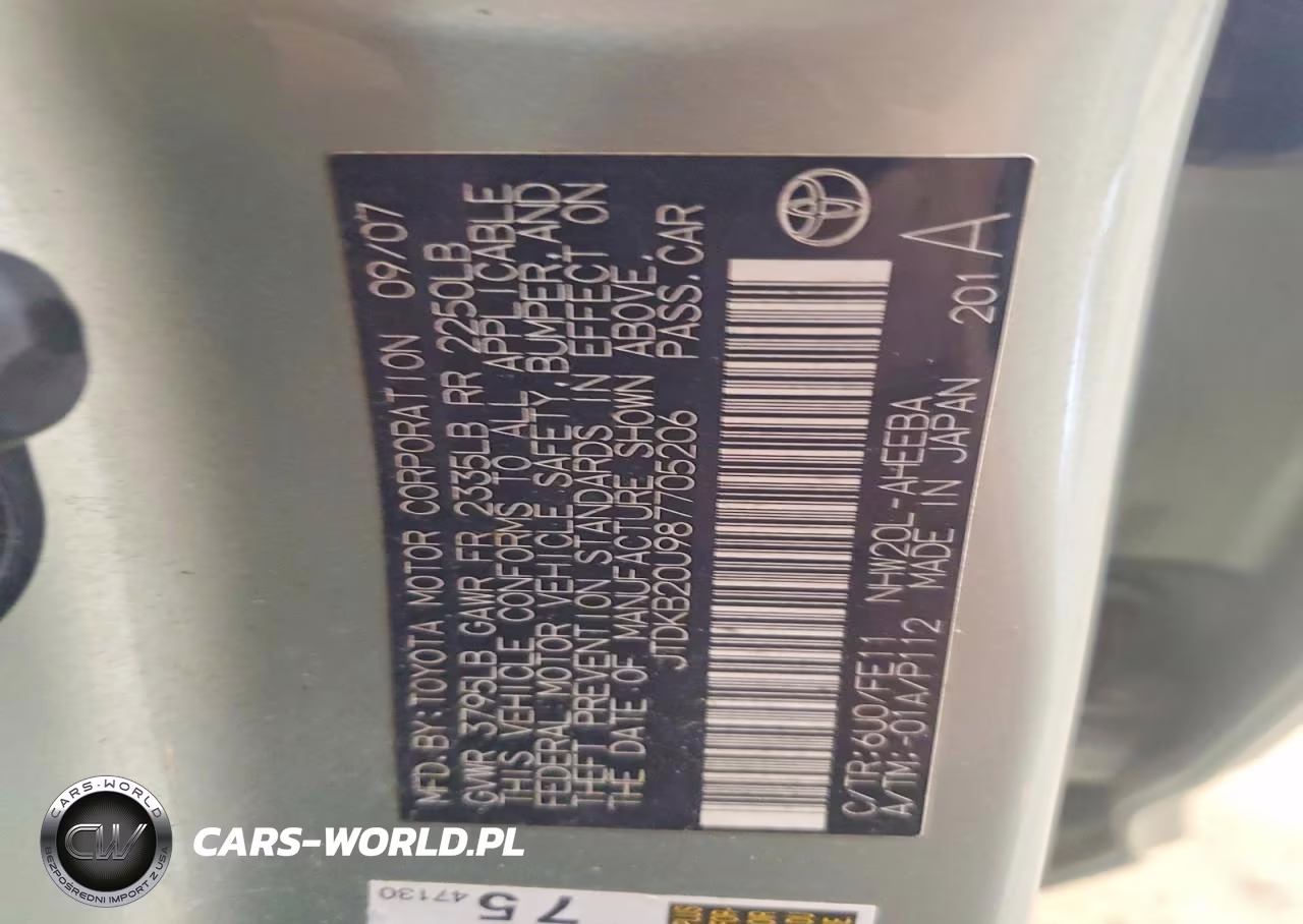 2008 Toyota Prius Base VIN:JTDKB20U987705206 - 12