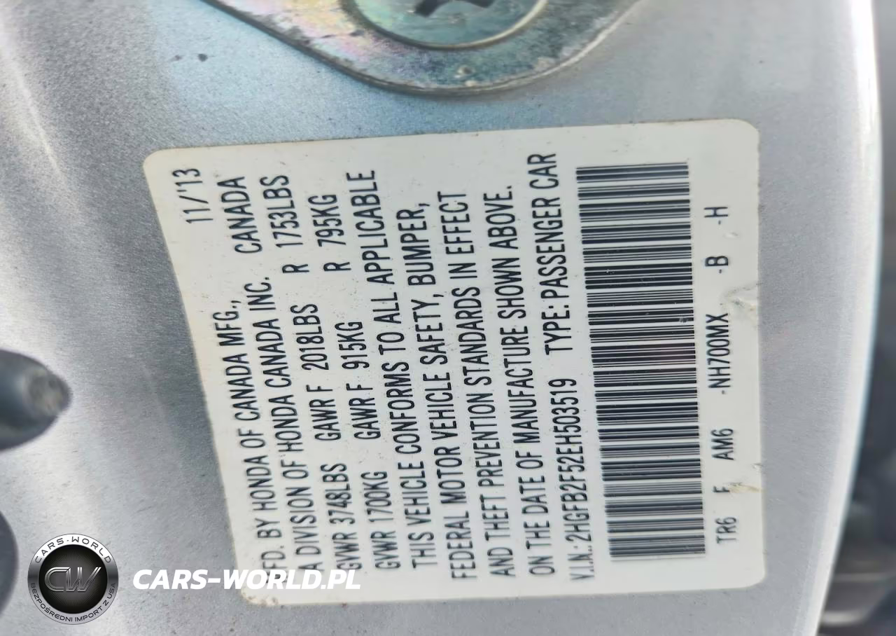 2014 Honda Civic Lx VIN:2HGFB2F52EH503519 - 12