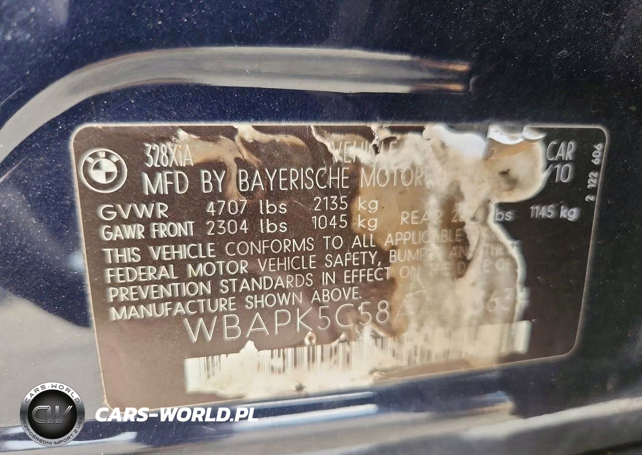 2010 BMW 328 Xi Sulev VIN:WBAPK5C58AA653634 - 12
