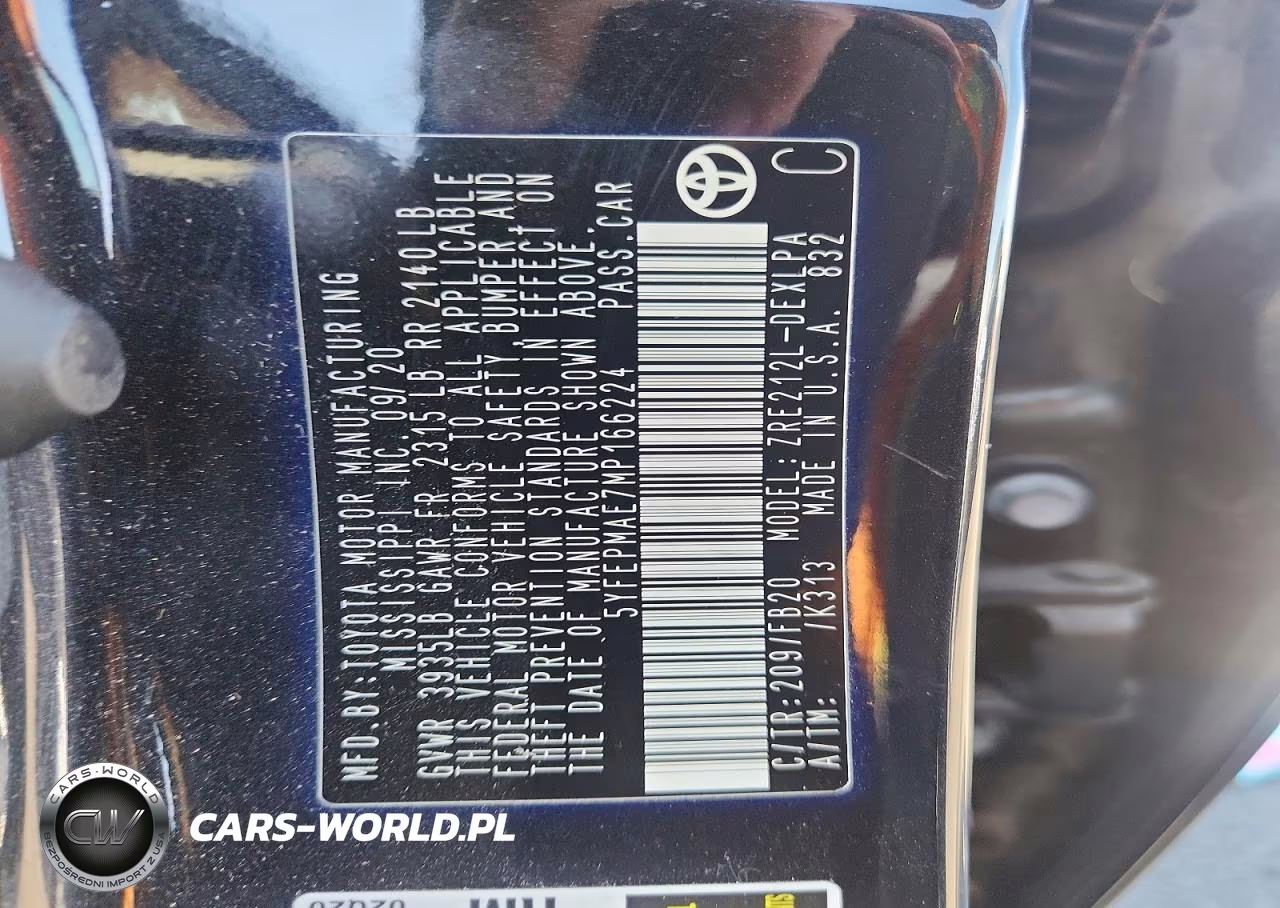 2021 Toyota Corolla Le VIN:5YFEPMAE7MP166224 - 12