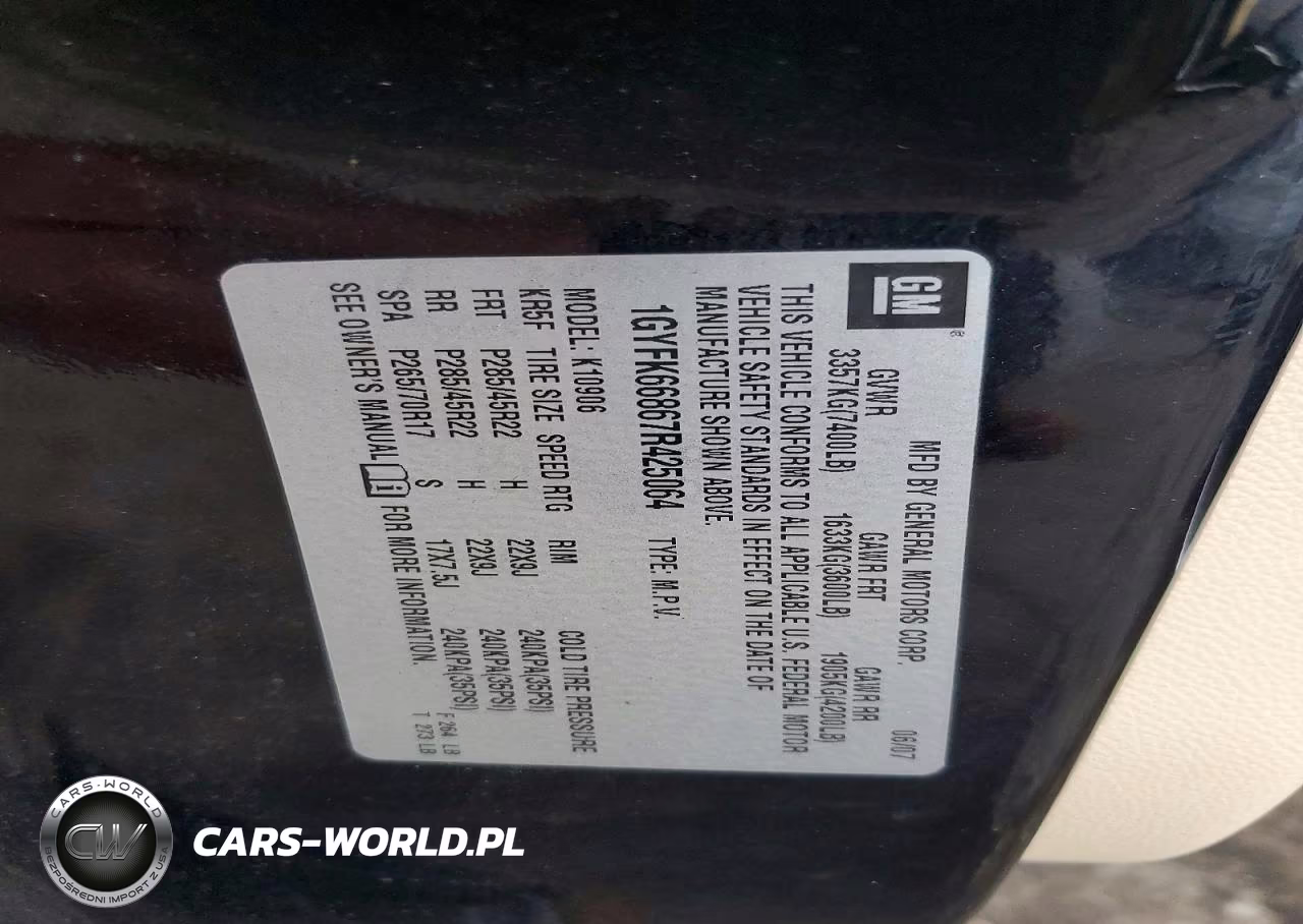 2007 Cadillac Escalade Esv VIN:1GYFK66867R425064 - 13