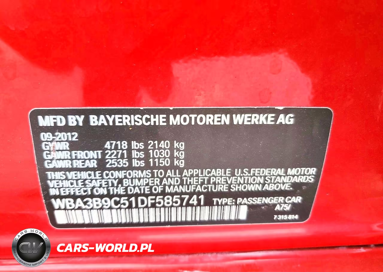 2013 BMW 335 Xi VIN:WBA3B9C51DF585741 - 12