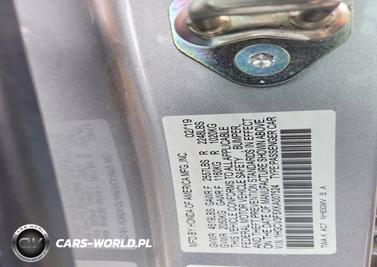 2019 Honda Accord Hybrid Exl VIN:1HGCV3F5XKA007524 - 13