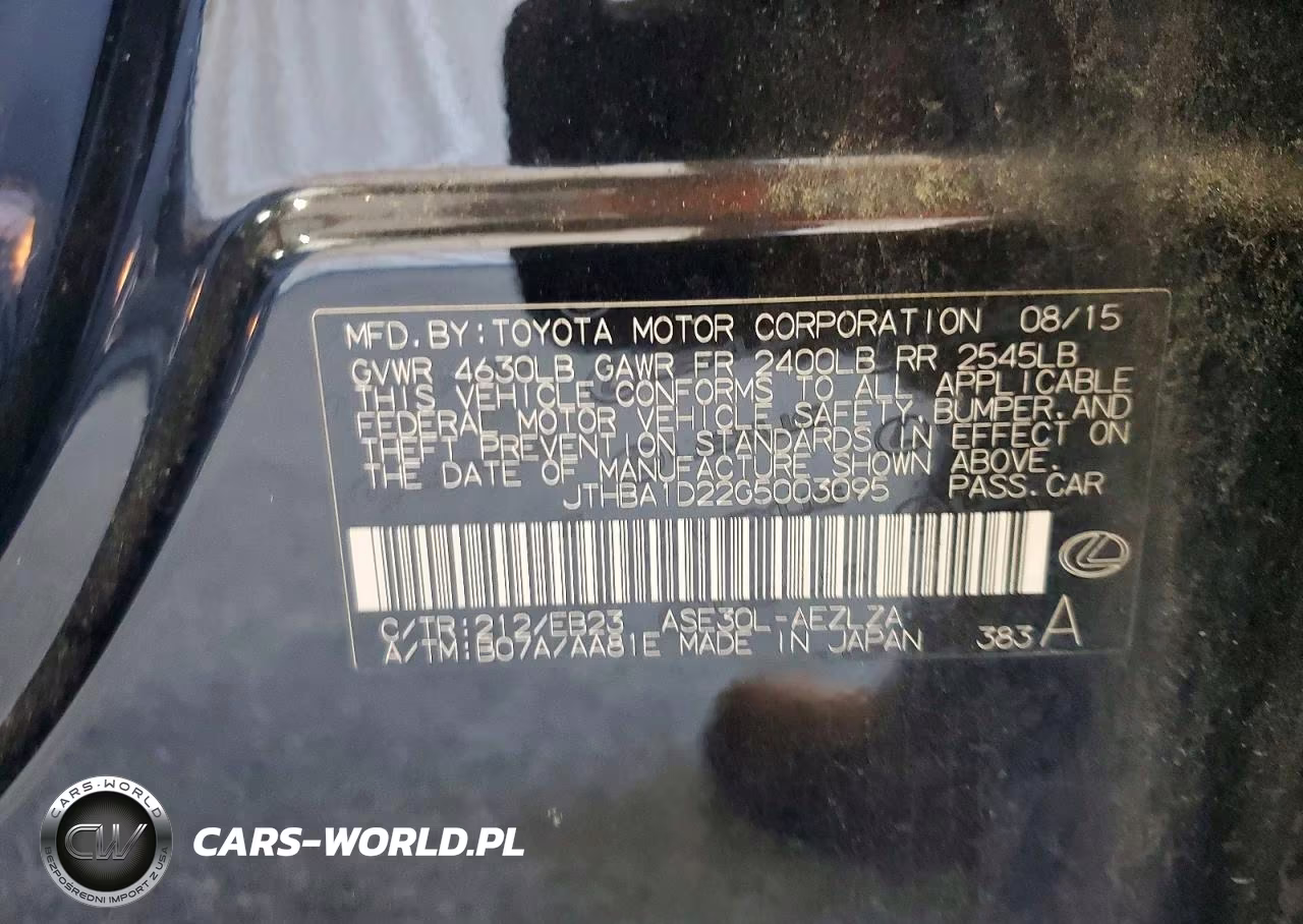 2016 Lexus Is 200T VIN:JTHBA1D22G5003095 - 12