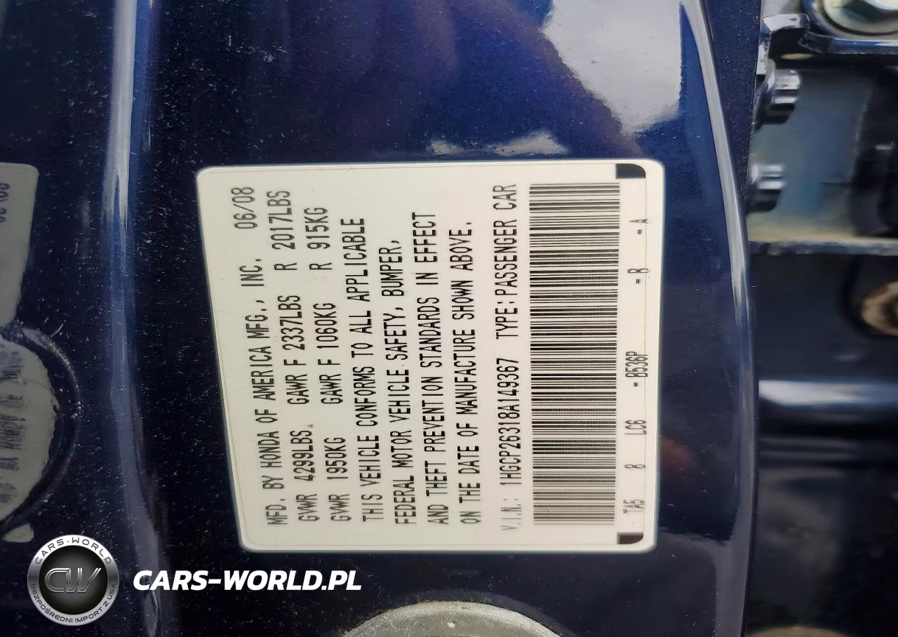 2008 Honda Accord Lx VIN:1HGCP26318A149367 - 13