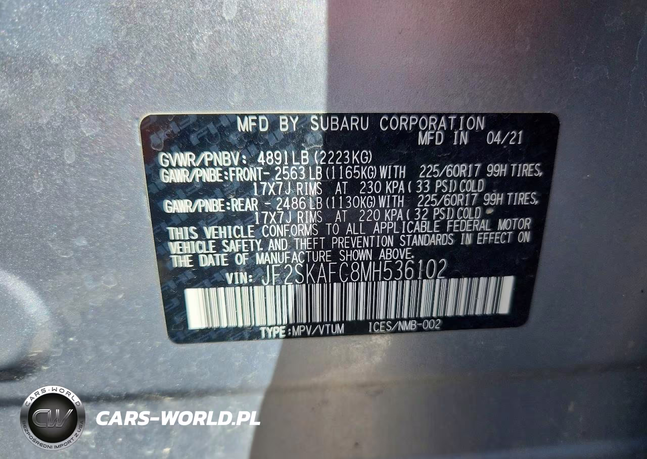 2021 Subaru Forester Premium VIN:JF2SKAFC8MH536102 - 14