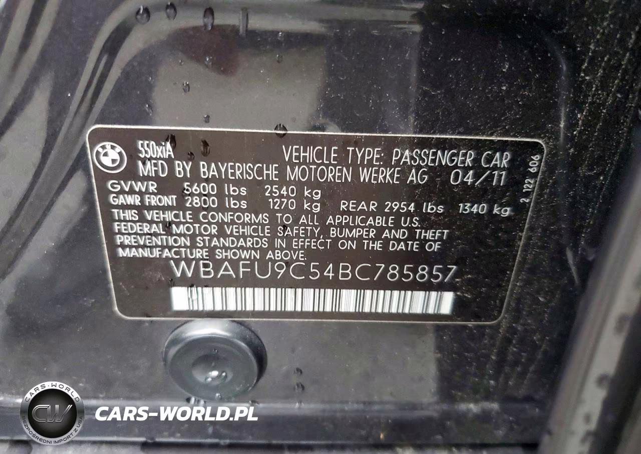2011 BMW 550 Xi VIN:WBAFU9C54BC785857 - 12