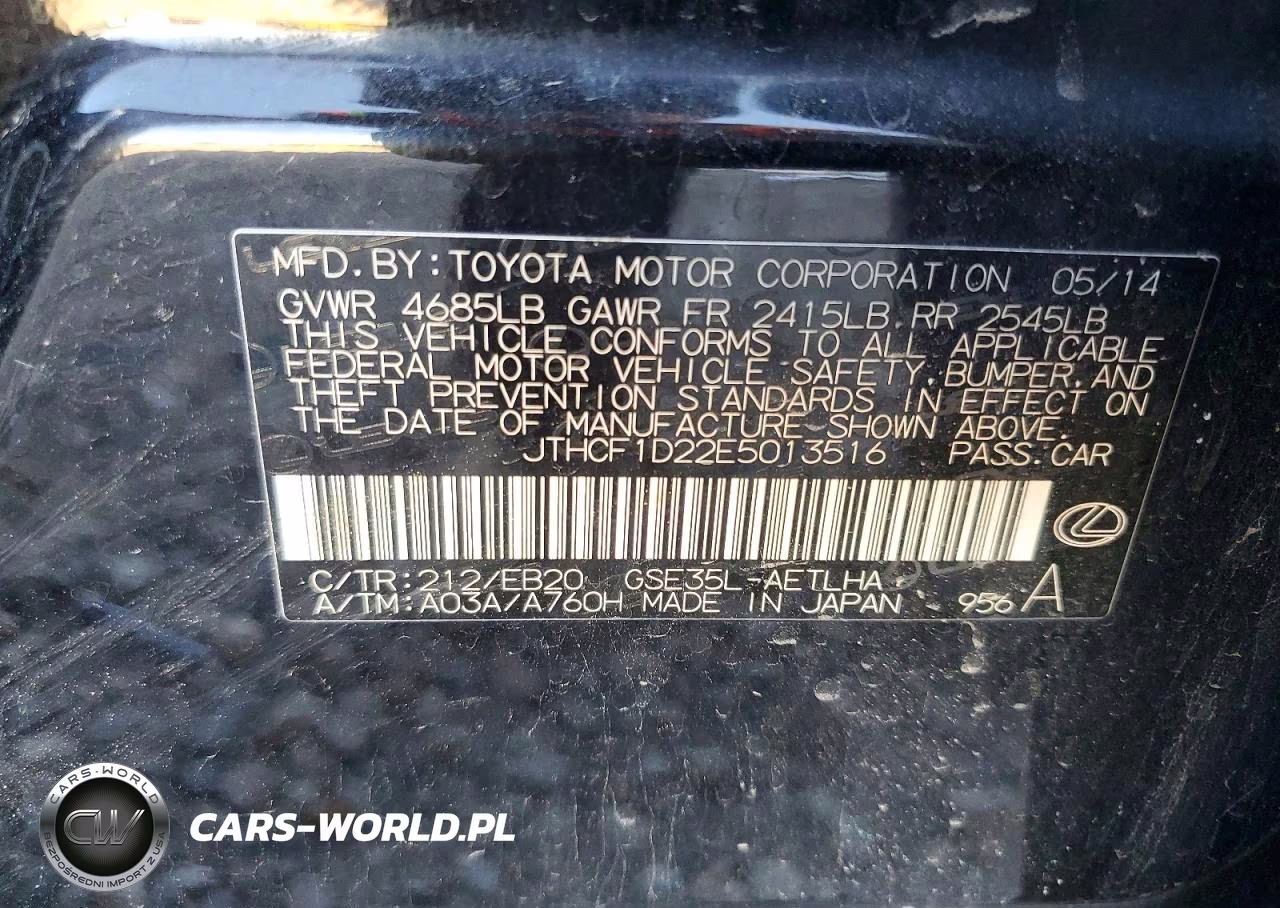 2014 Lexus Is 250 VIN:JTHCF1D22E5013516 - 12