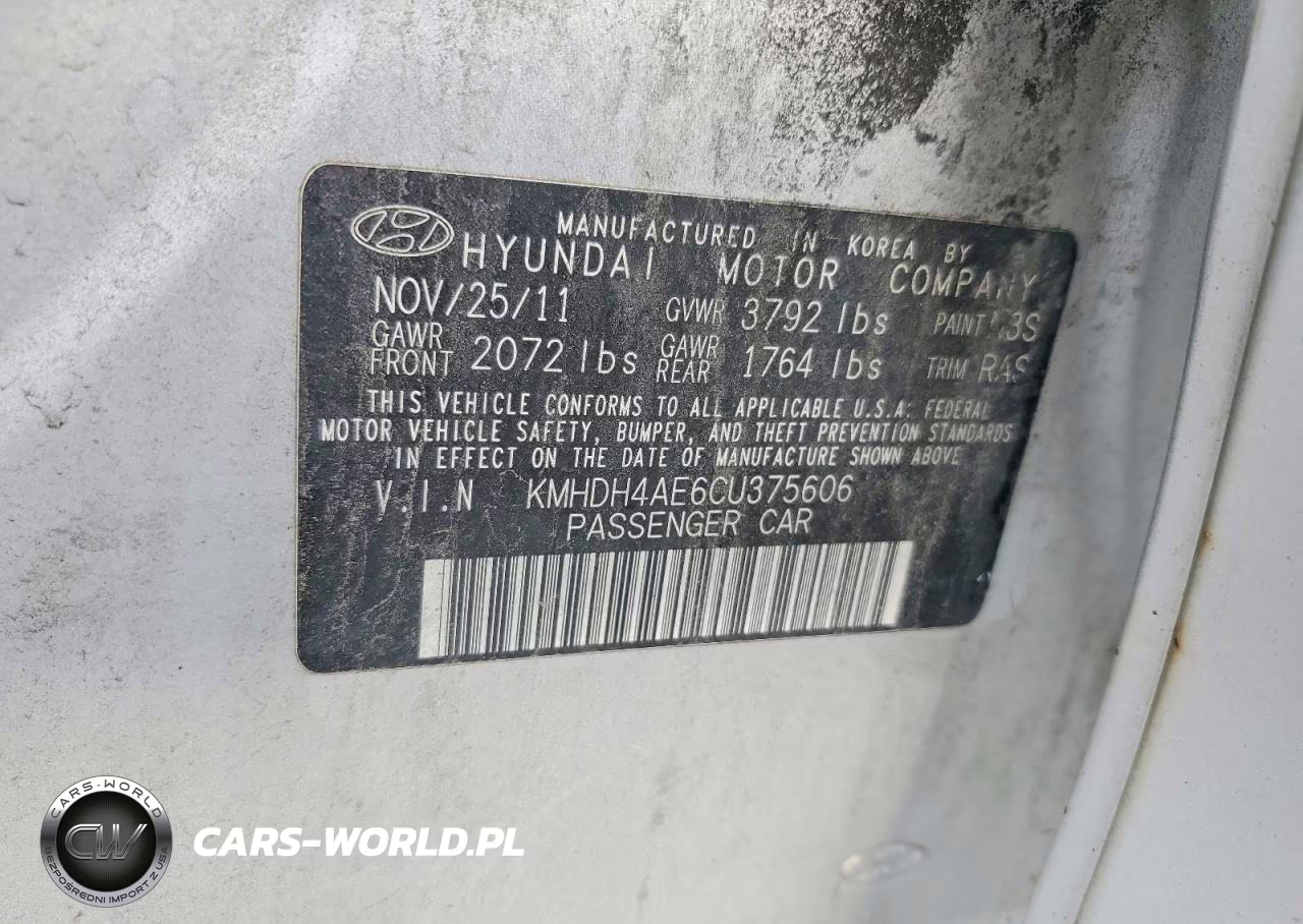 2012 Hyundai Elantra Gls VIN:KMHDH4AE6CU375606 - 12