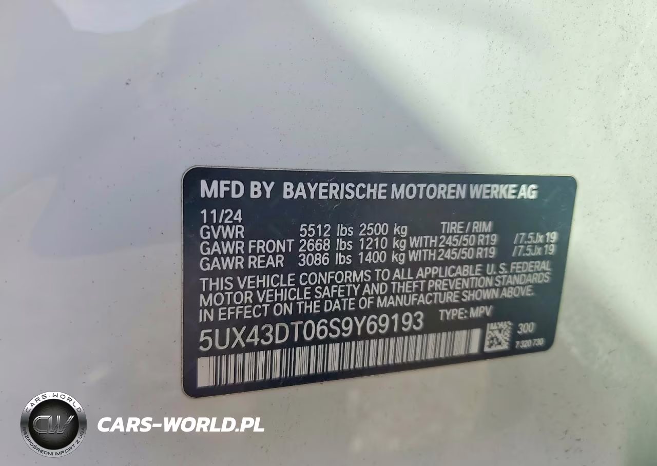 2025 BMW X4 M40I VIN:5UX43DT06S9Y69193 - 12