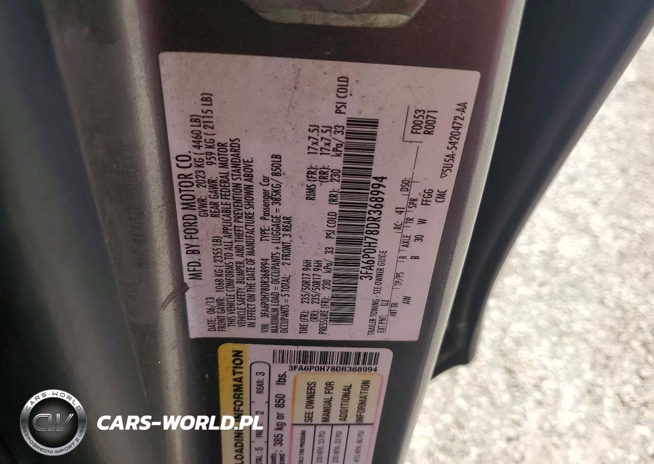 2013 Ford Fusion Se VIN:3FA6P0H78DR368994 - 12
